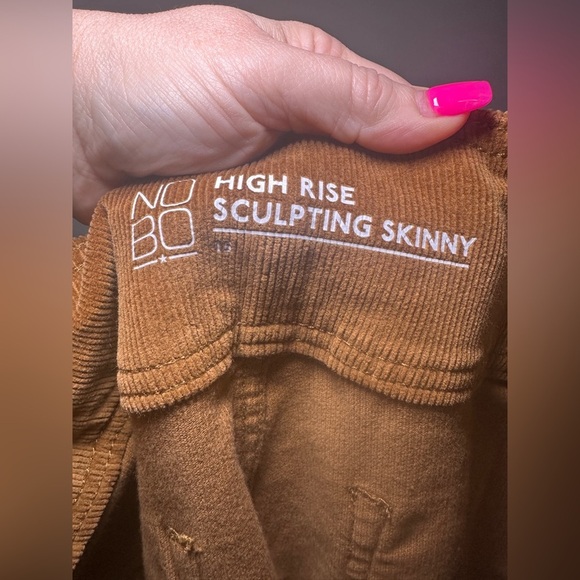 Corduroy High Rise Sculpting Skinny Brown Pants Size 15 - Picture 6 of 7